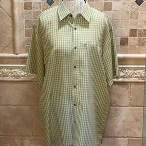 Columbia lime green plaid button down